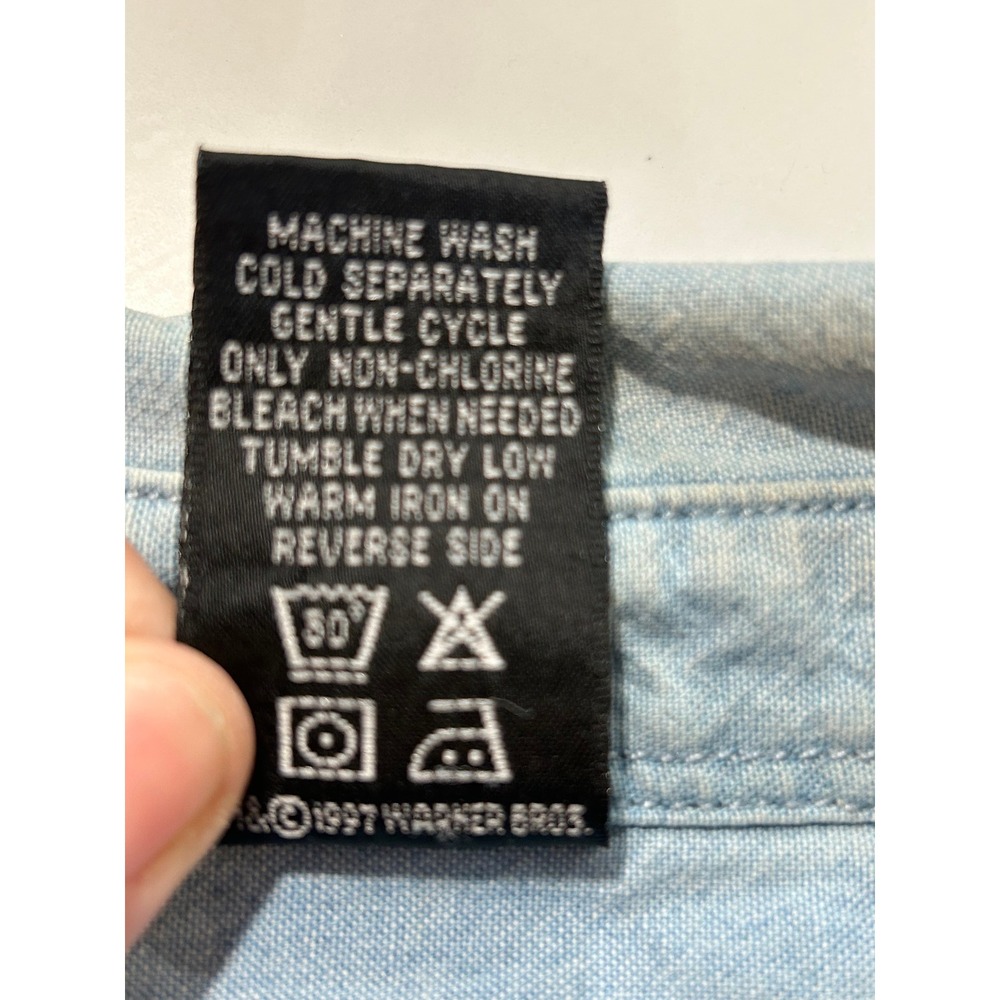 Denim Cartoon Embroidered Men's Shirt - Picture 10 of 11